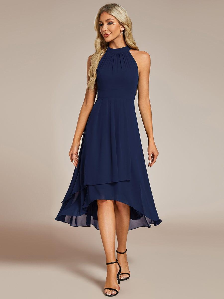 EG31926NB-R3 Midi Halter Neck Chiffon Wedding Guest Dress with Sleeveless and A-Line - Image 36