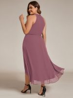 Midi Halter Neck Chiffon Wedding Guest Dress with Sleeveless and A-Line - Image 95