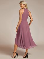 Midi Halter Neck Chiffon Wedding Guest Dress with Sleeveless and A-Line - Image 90