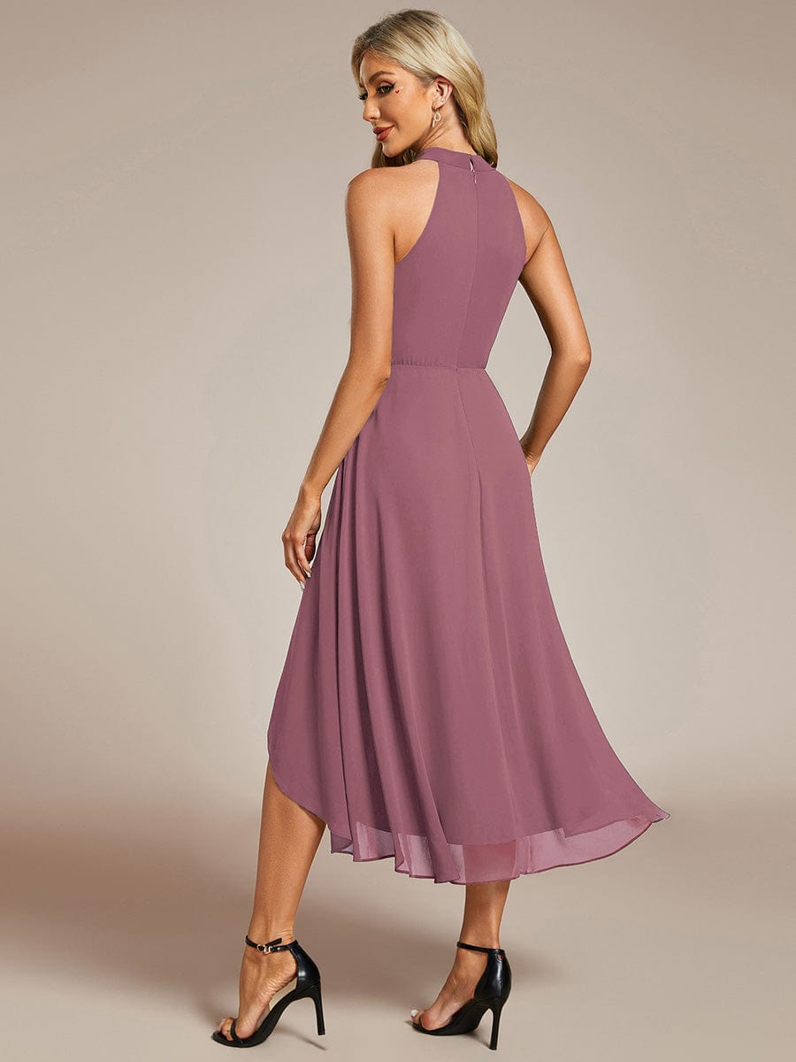 EG31926OD-R2 Midi Halter Neck Chiffon Wedding Guest Dress with Sleeveless and A-Line - Image 90