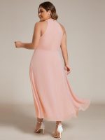Midi Halter Neck Chiffon Wedding Guest Dress with Sleeveless and A-Line - Image 31