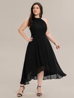 Pleated Chiffon Sleeveless A-Line Dress - Image 9