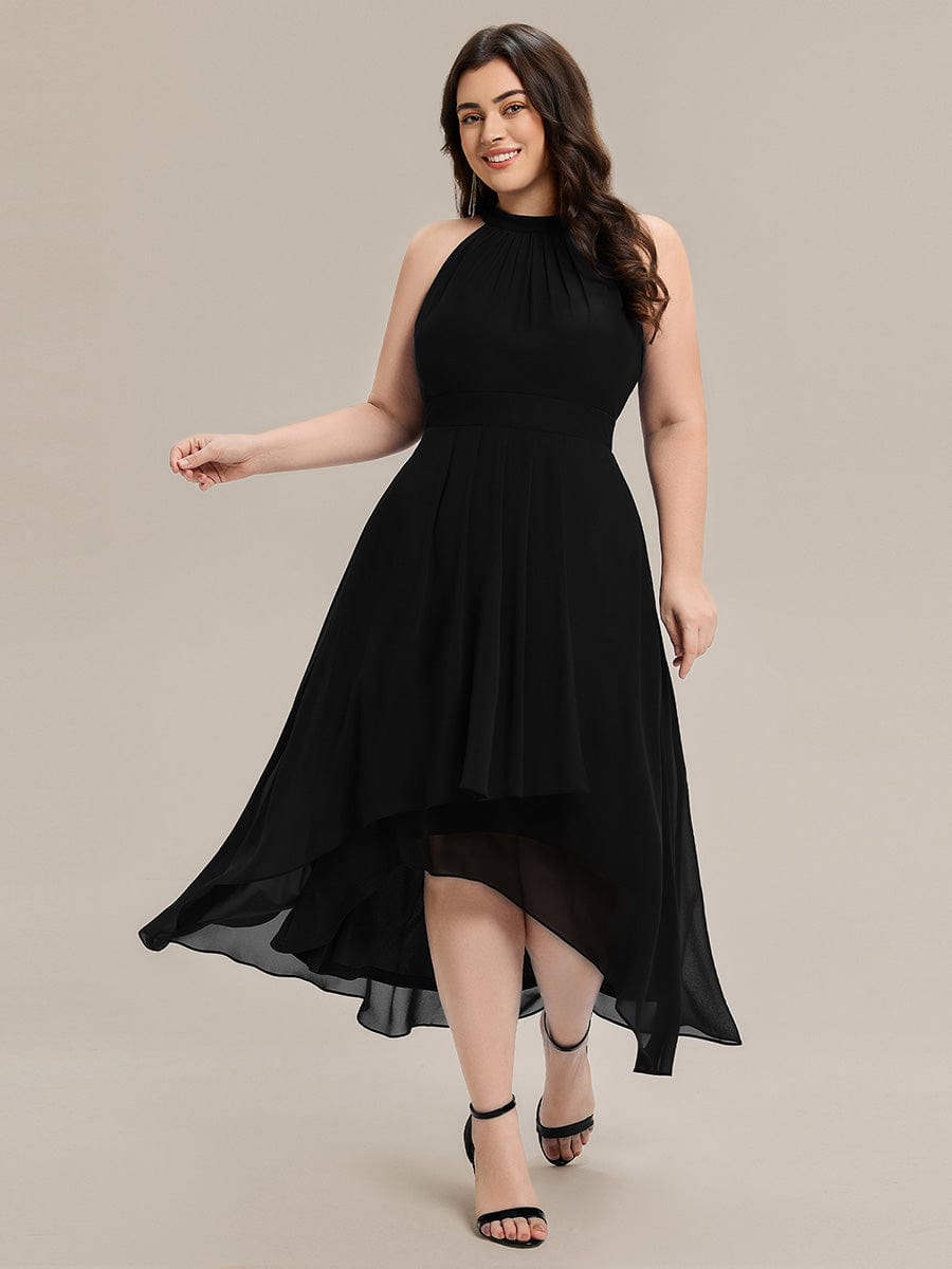 EG31927BK-PR4 Pleated Chiffon Sleeveless A-Line Dress - Image 10