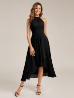 Pleated Chiffon Sleeveless A-Line Dress