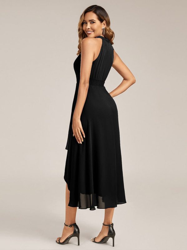 Pleated Chiffon Sleeveless A-Line Dress - Image 2