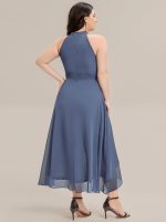 Pleated Chiffon Sleeveless A-Line Dress - Image 17
