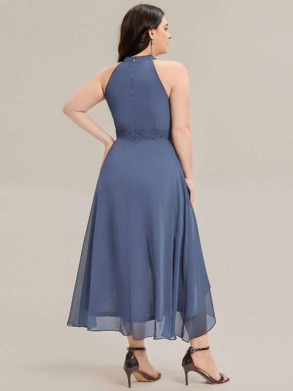 Pleated Chiffon Sleeveless A-Line Dress - Image 17