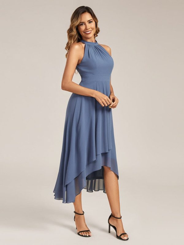 Pleated Chiffon Sleeveless A-Line Dress - Image 14