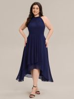 Pleated Chiffon Sleeveless A-Line Dress - Image 26