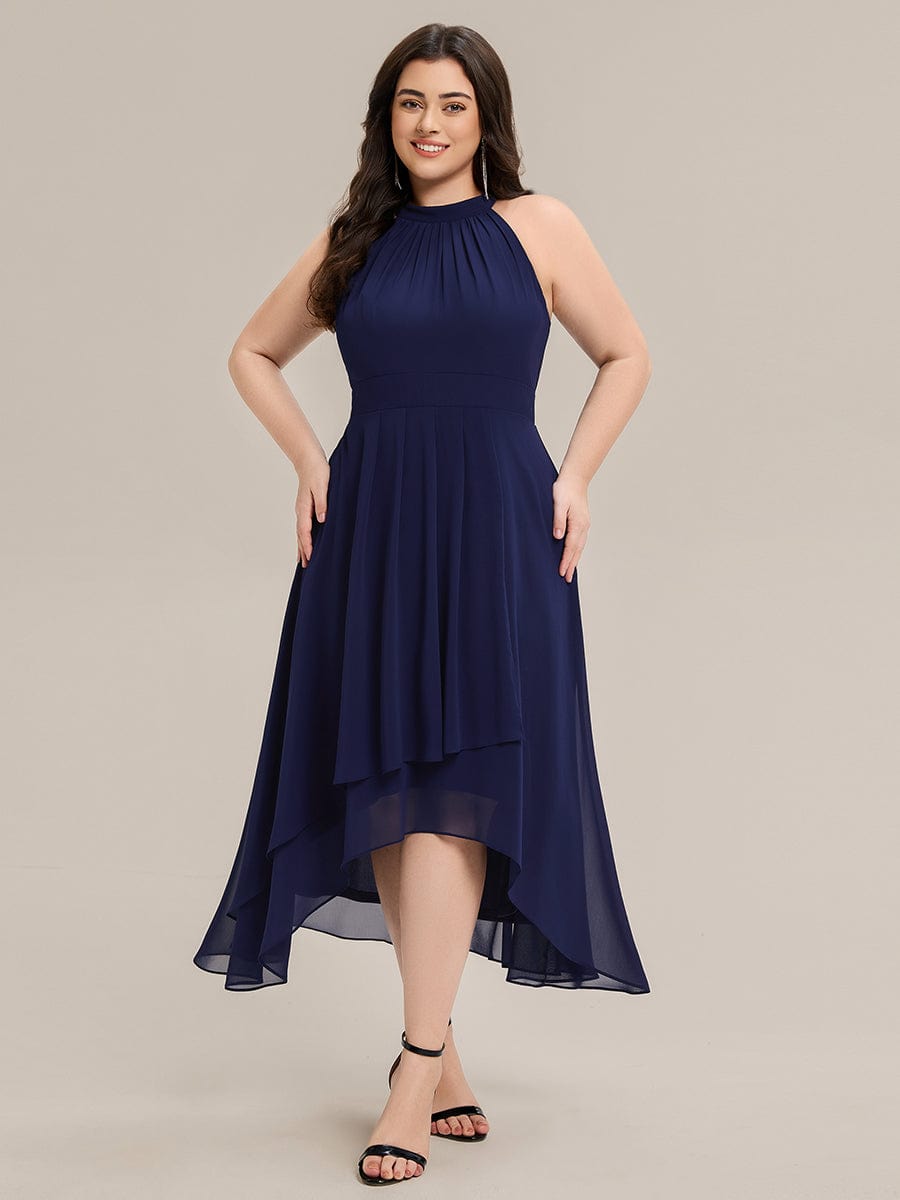 EG31927NB-PR Pleated Chiffon Sleeveless A-Line Dress - Image 26