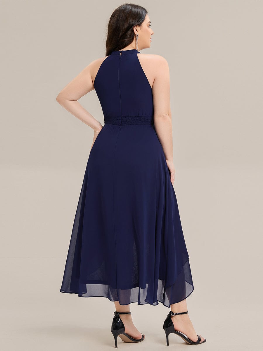 EG31927NB-PR2 Pleated Chiffon Sleeveless A-Line Dress - Image 27