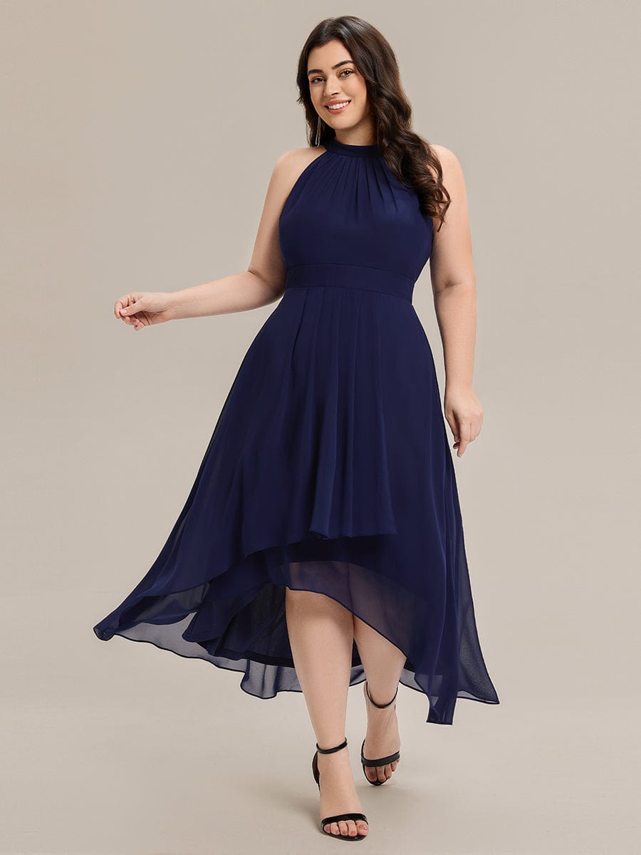EG31927NB-PR4 Pleated Chiffon Sleeveless A-Line Dress - Image 30