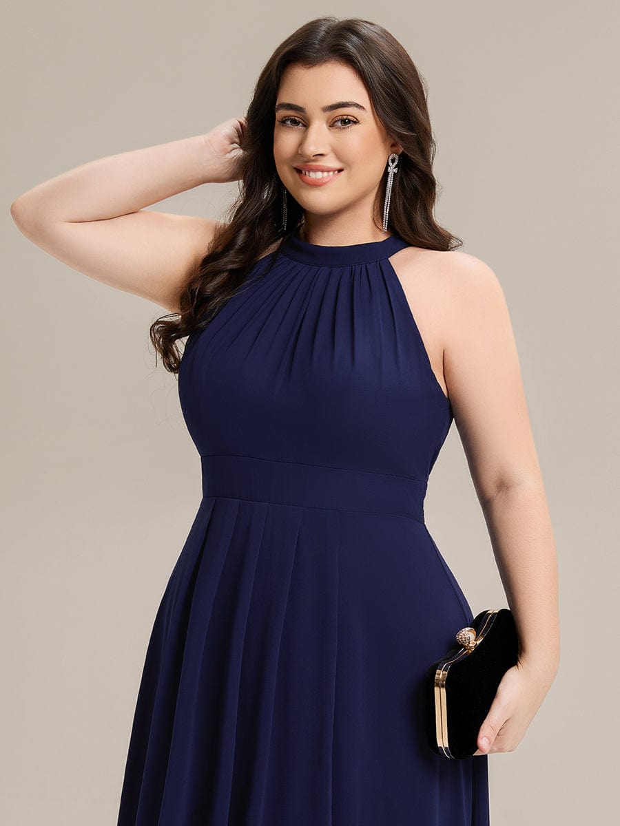 EG31927NB-PR5 Pleated Chiffon Sleeveless A-Line Dress - Image 28