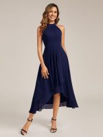 Pleated Chiffon Sleeveless A-Line Dress - Image 21