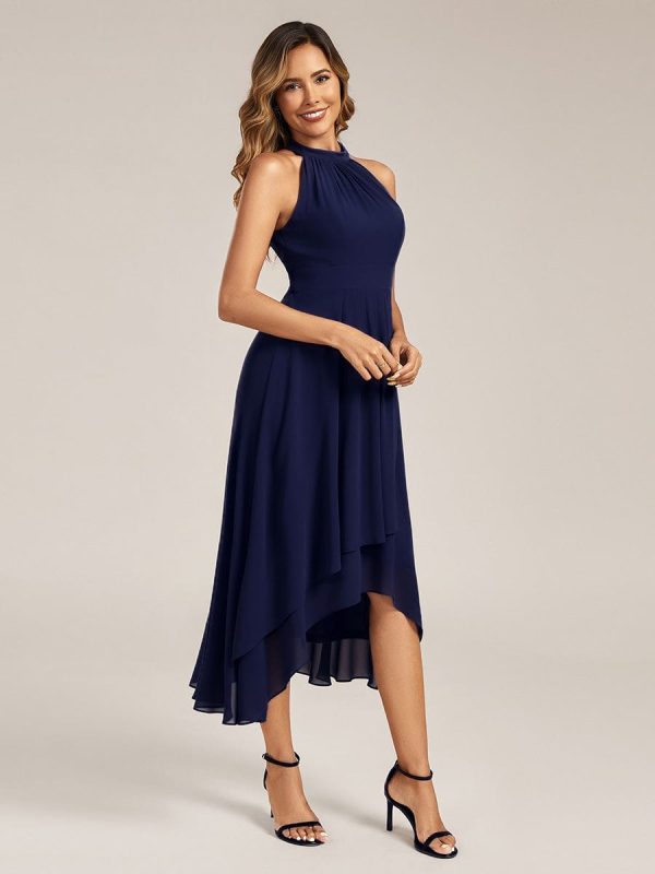 Pleated Chiffon Sleeveless A-Line Dress - Image 24