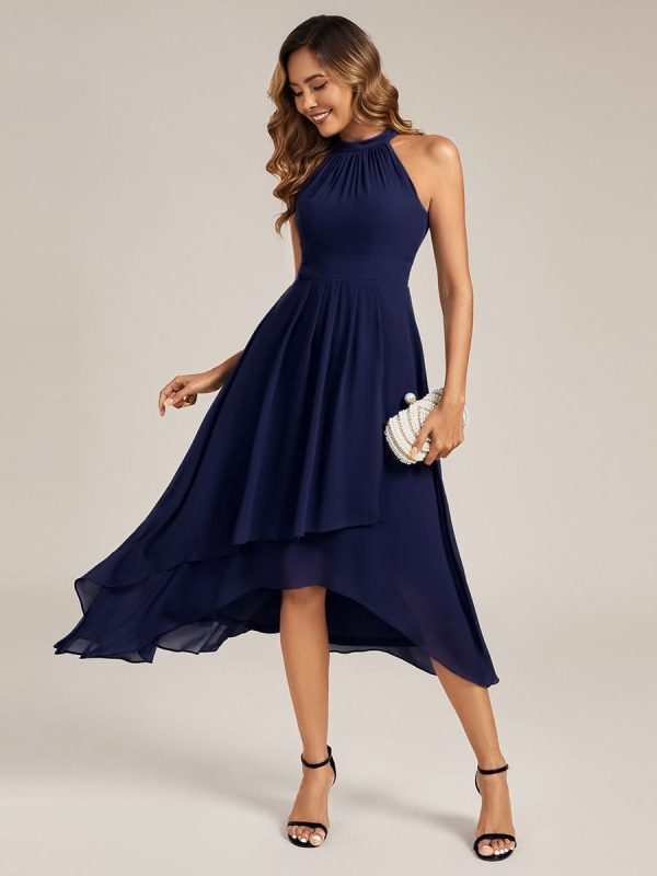 Pleated Chiffon Sleeveless A-Line Dress - Image 25