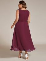 Sleeveless V-Neck High Low Wedding Guest Dress with Floral Applique - Image 39