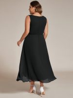 Sleeveless V-Neck High Low Wedding Guest Dress with Floral Applique - Image 31