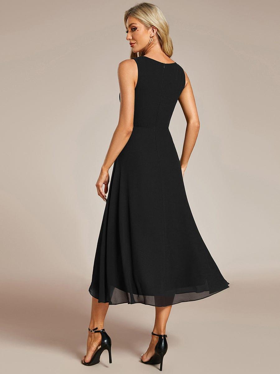 EG41926BK-R2 Sleeveless V-Neck High Low Wedding Guest Dress with Floral Applique - Image 26