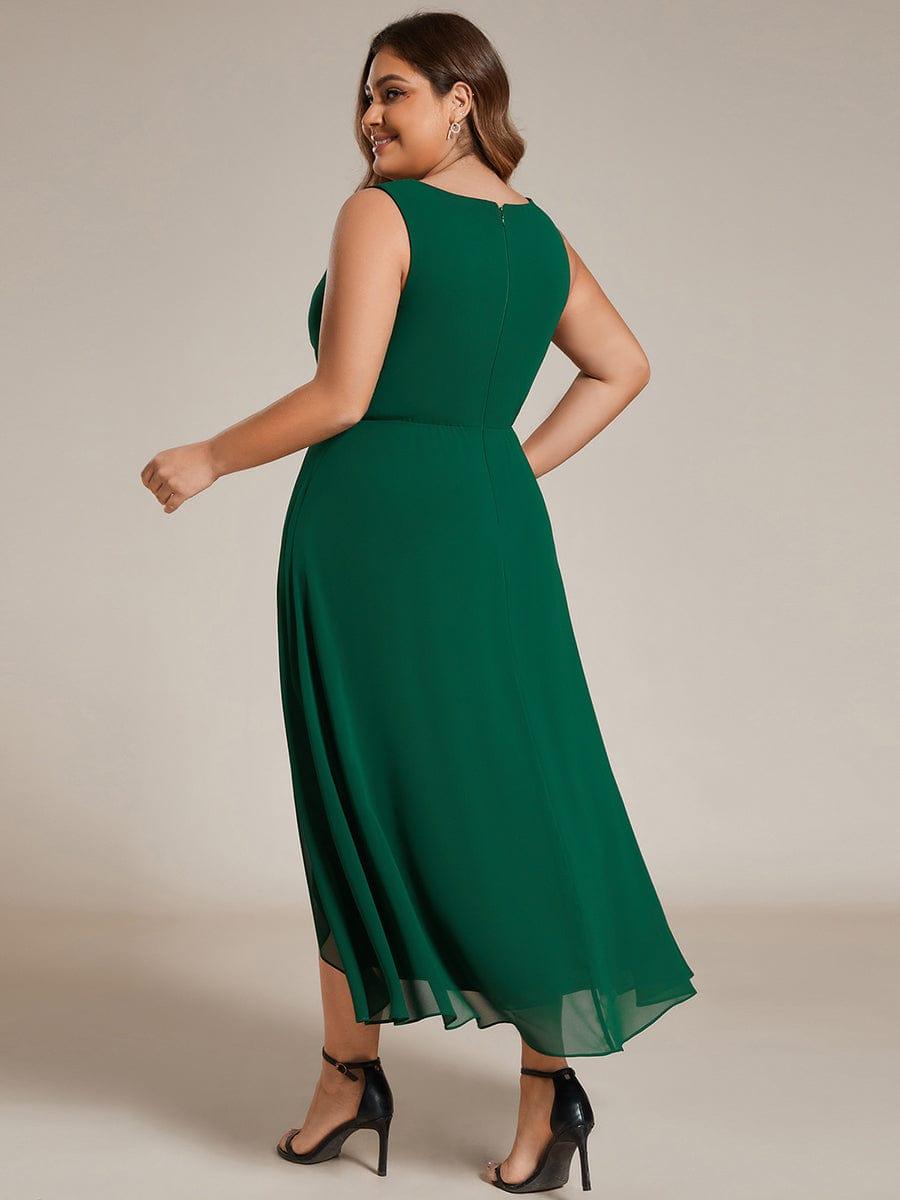 EG41926DG-PR2 Sleeveless V-Neck High Low Wedding Guest Dress with Floral Applique - Image 9