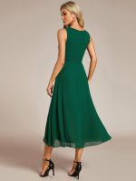 Sleeveless V-Neck High Low Wedding Guest Dress with Floral Applique - Image 4