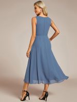 Sleeveless V-Neck High Low Wedding Guest Dress with Floral Applique - Image 12