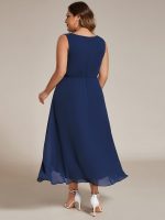 Sleeveless V-Neck High Low Wedding Guest Dress with Floral Applique - Image 23