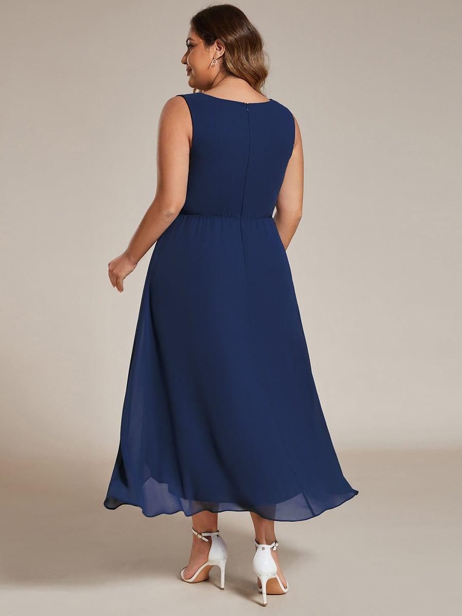 EG41926NB-PR2 Sleeveless V-Neck High Low Wedding Guest Dress with Floral Applique - Image 23
