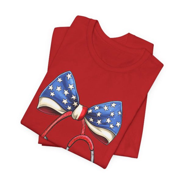 July 4th Stethoscope Bow T-Shirt - Image 5