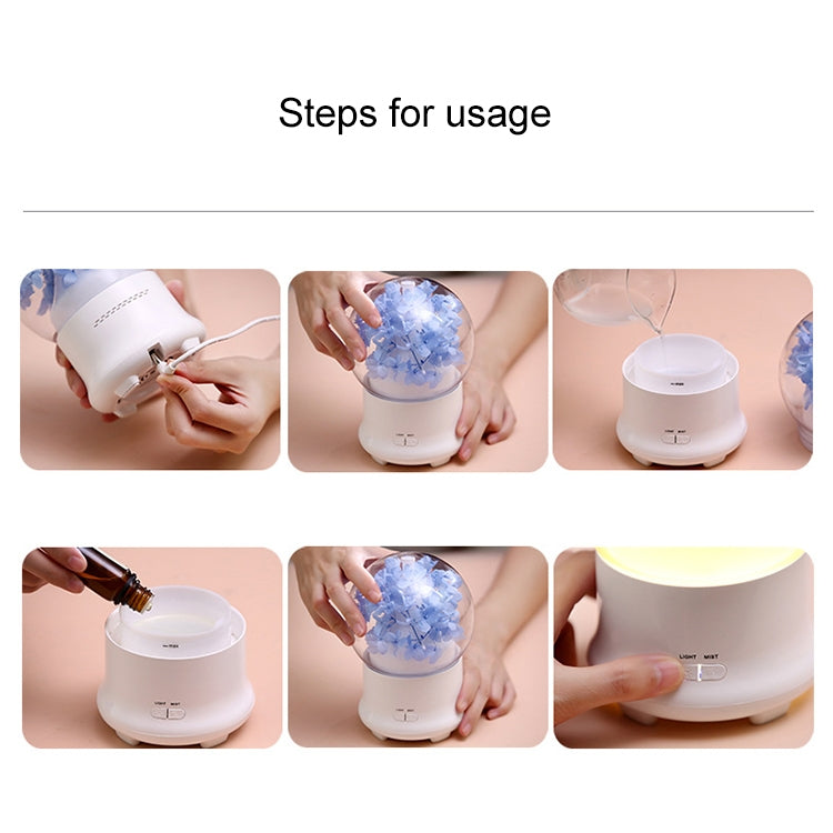 HC2025A_7 ML-824 100ML Gypsophila Flowers Aromatherapy Diffuser Air Humidifier with Colorful LED Light for Office / Home(Blue) - Image 8