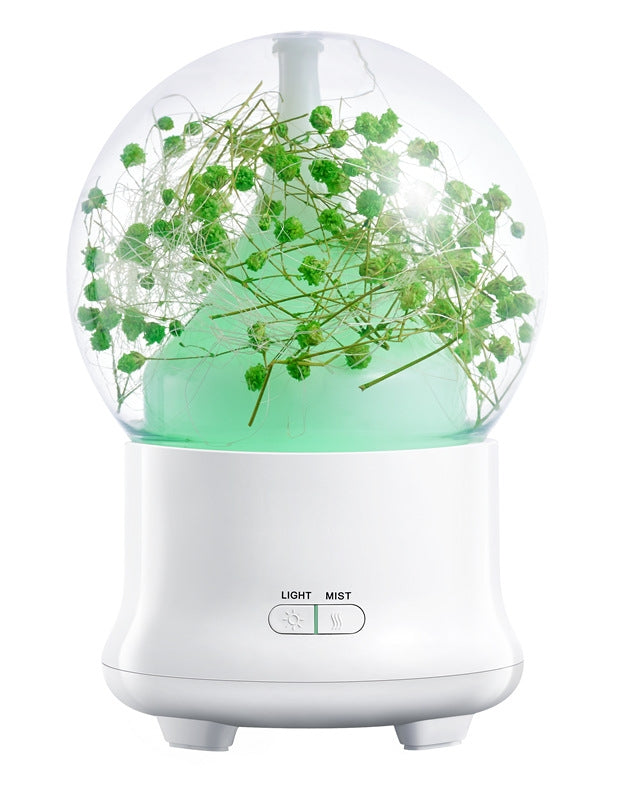 HC2025C_1 ML-824 100ML Gypsophila Flowers Aromatherapy Diffuser Air Humidifier with Colorful LED Light for Office / Home(Green) - Image 2