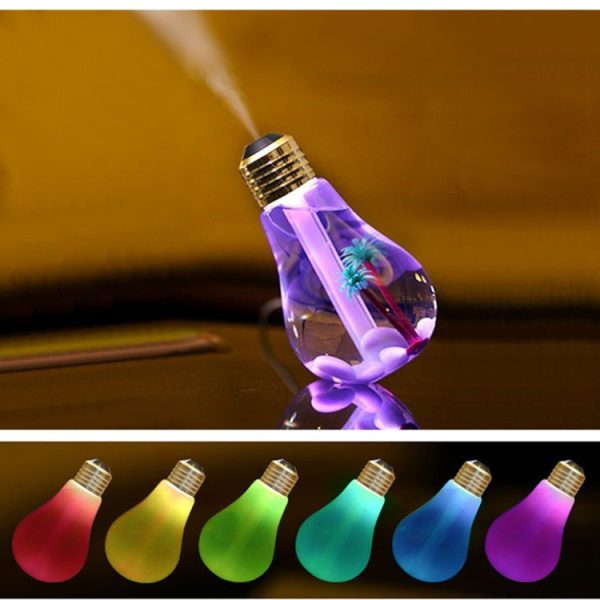 400ML Colorful Light Portable Bulb Shape Aromatherapy Air Purifier Humidifier for Home / Office / Car(Gold) - Image 1