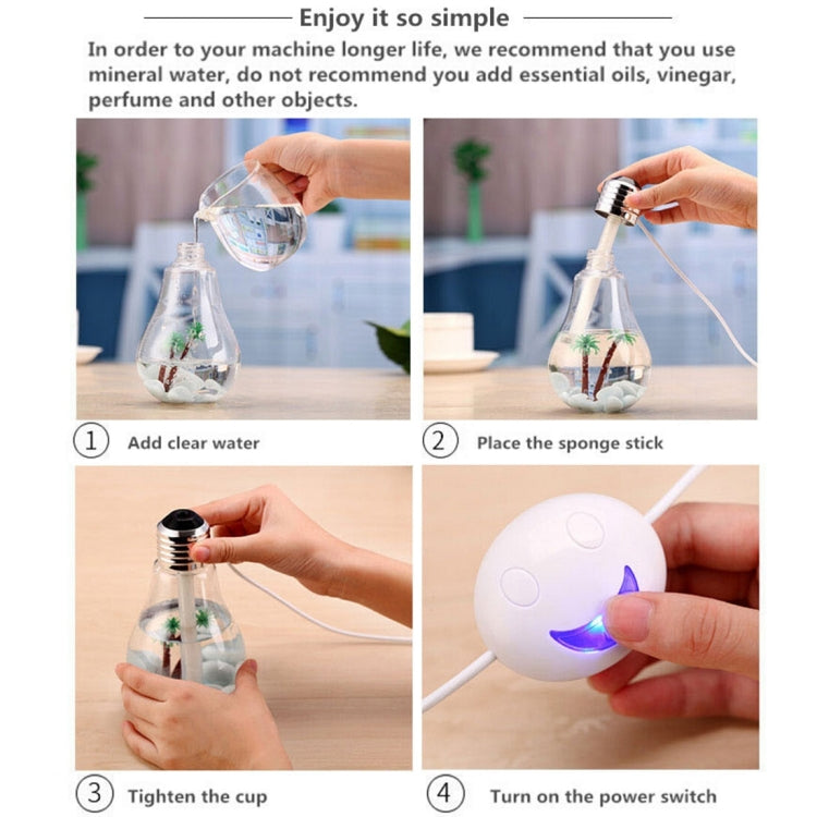 HC2115S_11 400ML Colorful Light Portable Bulb Shape Aromatherapy Air Purifier Humidifier for Home / Office / Car(Silver) - Image 12