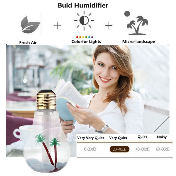 HC2115S_3 400ML Colorful Light Portable Bulb Shape Aromatherapy Air Purifier Humidifier for Home / Office / Car(Silver) - Image 4