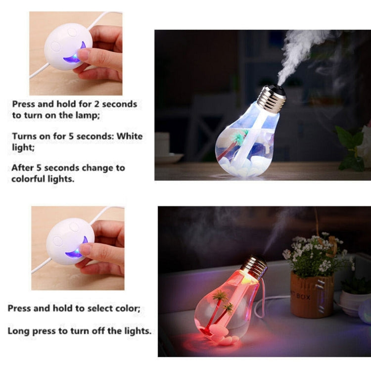 HC2115S_9 400ML Colorful Light Portable Bulb Shape Aromatherapy Air Purifier Humidifier for Home / Office / Car(Silver) - Image 10