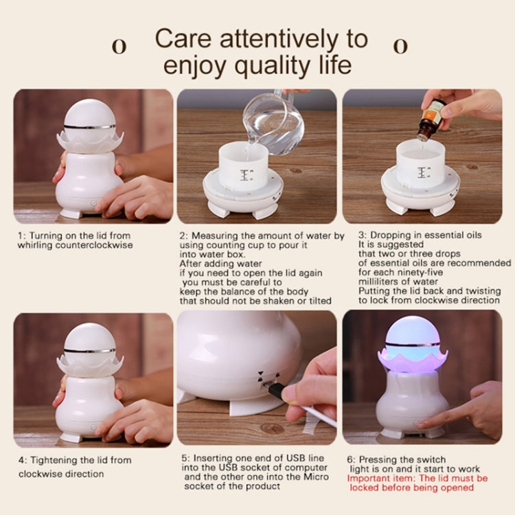 HC3383W_5 4W USB Charging Night Luminescent Pearl Ultrasonic Aromatherapy Humidifier with LED Colorful Light for Home / Office, Water Tank Capacity: 95ml, DC 5V - Image 6