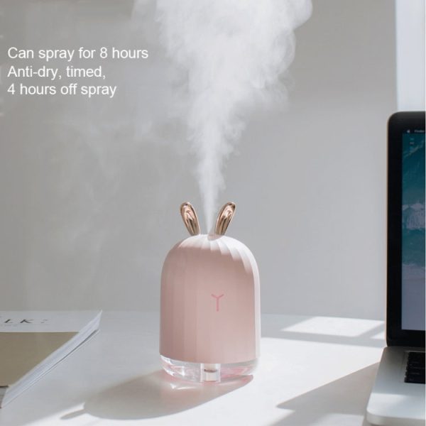 3life-318 2W Cute Rabbit USB Mini Humidifier Diffuser Aroma Mist Nebulizer with LED Night Light for Office, Home Bedroom, Capacity: 220ml, DC 5V - Image 3