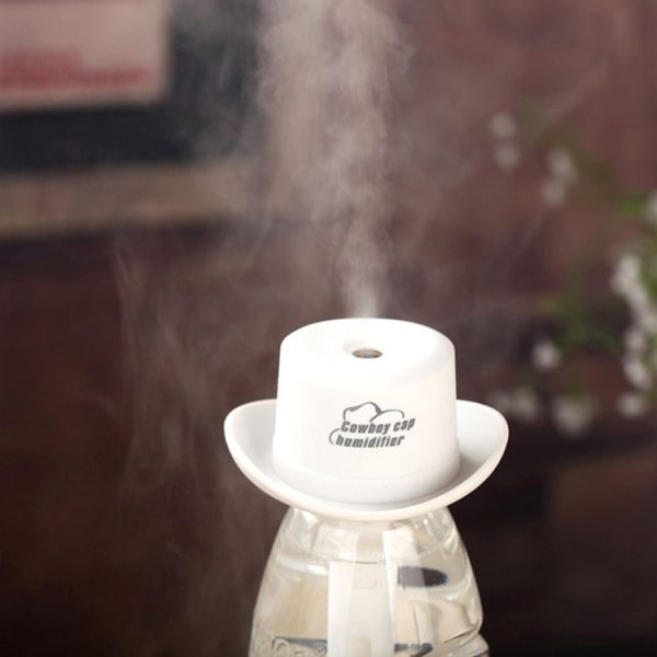 DC 5V USB Cowboy Cap Mini Humidifier Aromatherapy Air Purifier Humidifier for Office / Home Room / Car / Travel(White) - Image 1