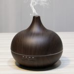 W350 14W 300ML Wood Grain Aromatherapy Air Purifier Humidifier with LED Light for Office / Home Room(Coffee)