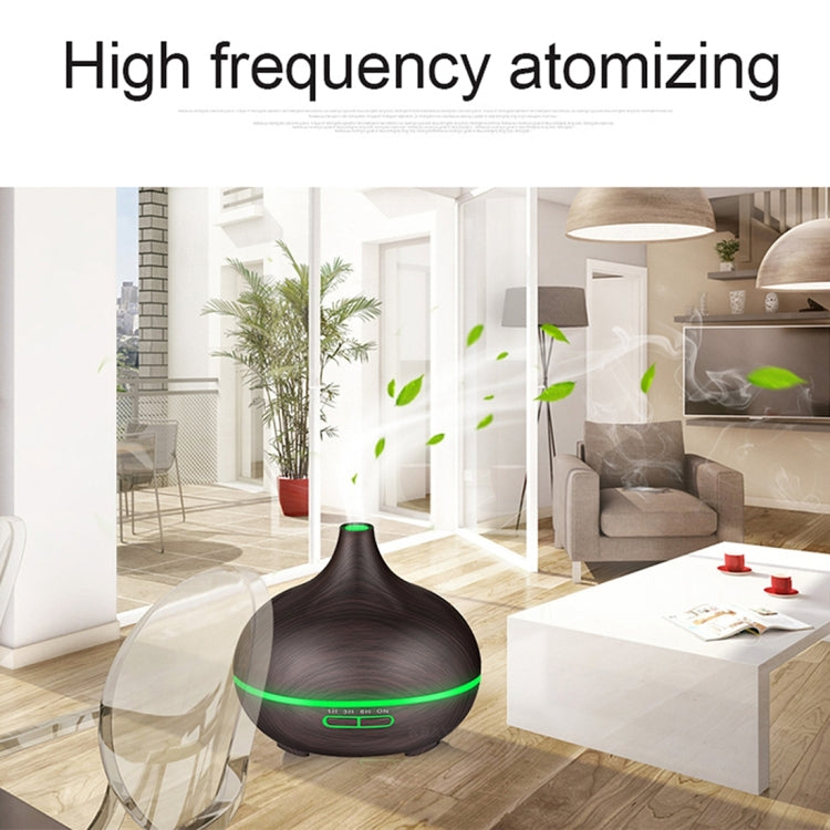 HC6735C_5 W350 14W 300ML Wood Grain Aromatherapy Air Purifier Humidifier with LED Light for Office / Home Room(Coffee) - Image 6