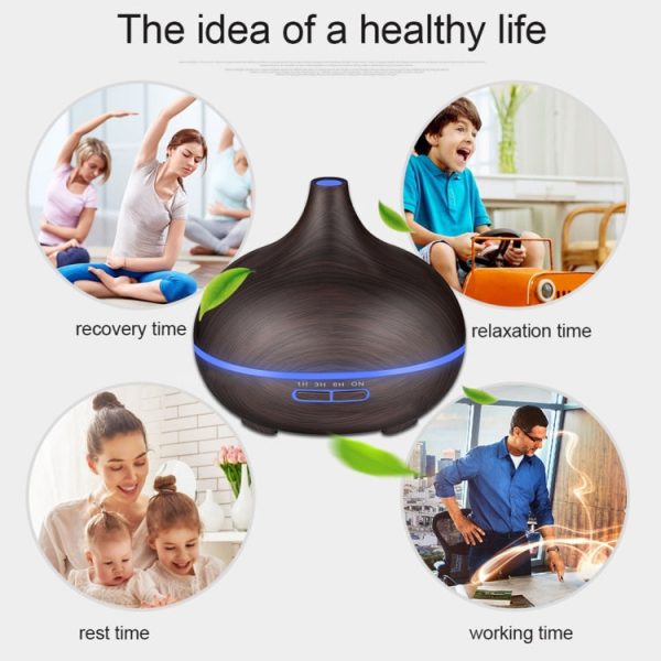 W350 14W 300ML Wood Grain Aromatherapy Air Purifier Humidifier with LED Light for Office / Home Room(Coffee) - Image 7
