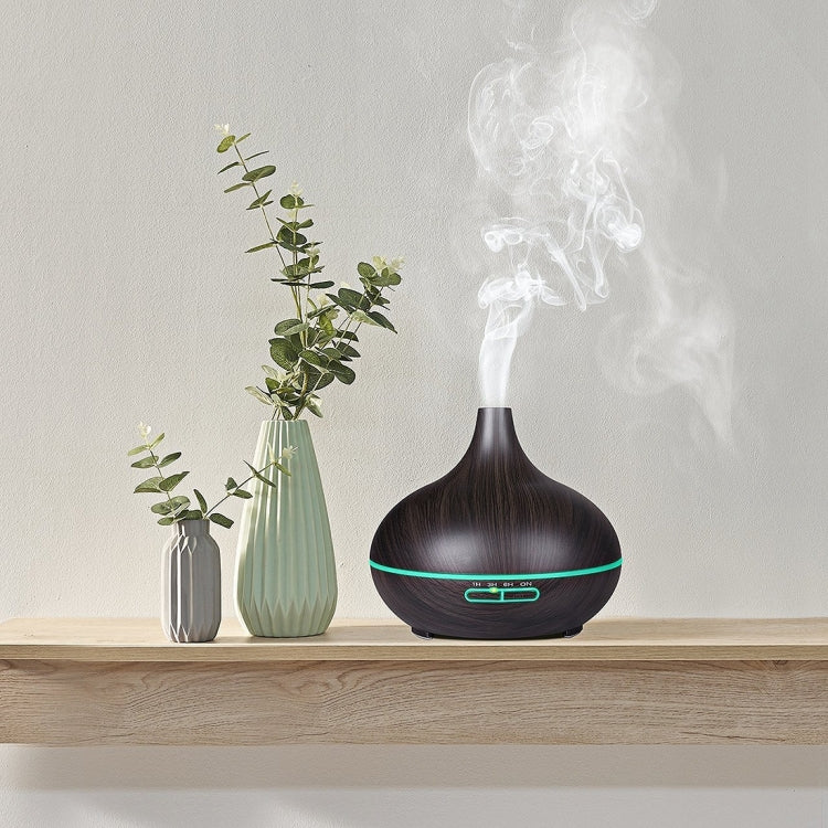 HC6735C_7 W350 14W 300ML Wood Grain Aromatherapy Air Purifier Humidifier with LED Light for Office / Home Room(Coffee) - Image 8