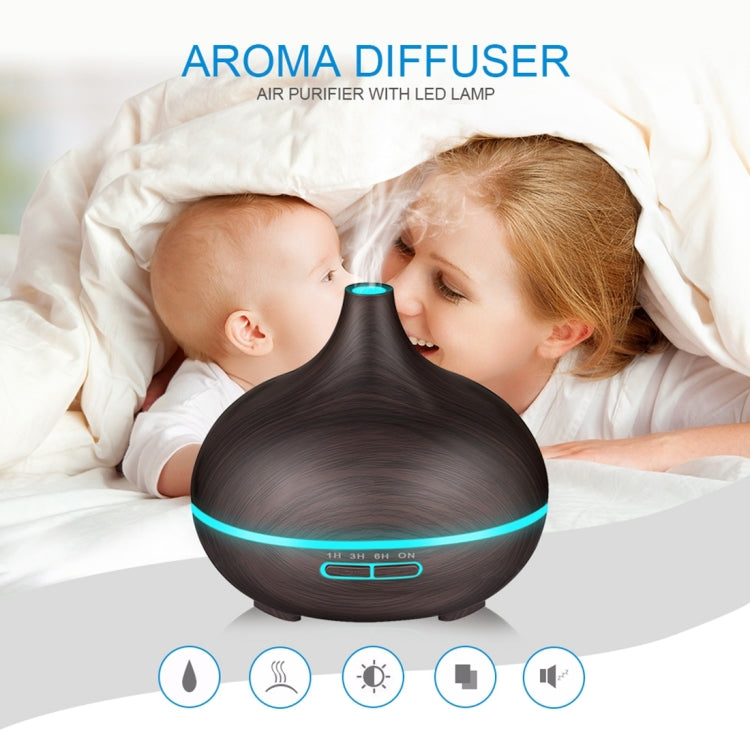 HC6735Z_4 W350 14W 300ML Wood Grain Aromatherapy Air Purifier Humidifier with LED Light for Office / Home Room(Brown) - Image 5