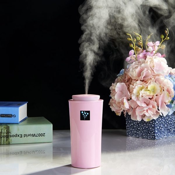 Small-3 2W Humidifier Moisture Meter Moisturizing Instrument with LED Night Light, Water Tank Capacity: 260ml(Pink) - Image 1