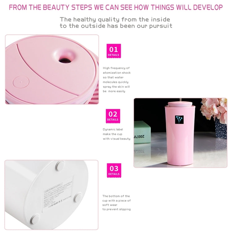 HC7560W_3 Small-3 2W Humidifier Moisture Meter Moisturizing Instrument with LED Night Light, Water Tank Capacity: 260ml(White) - Image 4