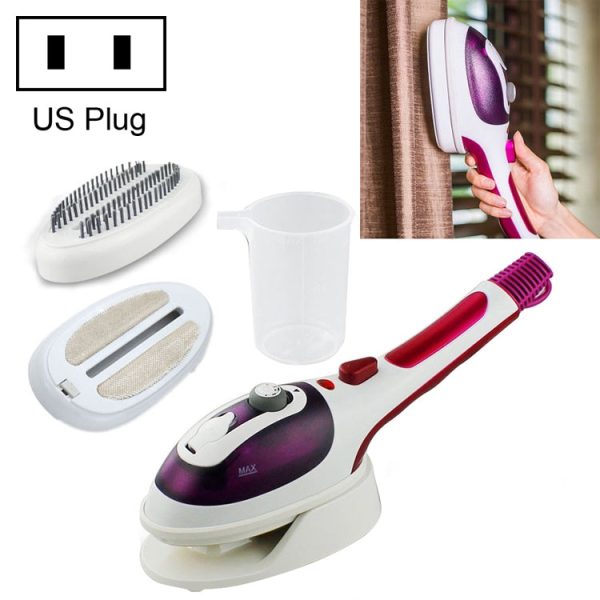 Multifunction Household Handheld Steamer Travel Portable Hand - Held Steam Hanging Hot Machine Ceramic Bottom with Flannelette Brush & Hair Brush & Measuring Cup,US Plug(Purple) - Image 1