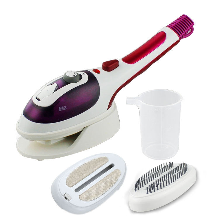 HC7751P_1 Multifunction Household Handheld Steamer Travel Portable Hand - Held Steam Hanging Hot Machine Ceramic Bottom with Flannelette Brush & Hair Brush & Measuring Cup,US Plug(Purple) - Image 2