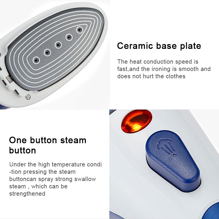 HC7752L_7 Multifunction Household Handheld Steamer Travel Portable Hand - Held Steam Hanging Hot Machine Ceramic Bottom with Flannelette Brush & Hair Brush & Measuring Cup,EU Plug(Blue) - Image 8