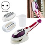 Multifunction Household Handheld Steamer Travel Portable Hand - Held Steam Hanging Hot Machine Ceramic Bottom with Flannelette Brush & Hair Brush & Measuring Cup,EU Plug(Purple)