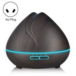 Peach Shape Wood Grain Remote Control Ultrasonic Humidifier Aromatherapy Machine Automatic Alcohol Sprayer with LED Lights, Capacity: 400mL, AU Plug (Dark Wood Color)